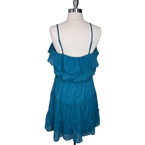 Nwt Daytrip Tiered Chiffon Mini Dress Teal size L - Picture 3 of 8